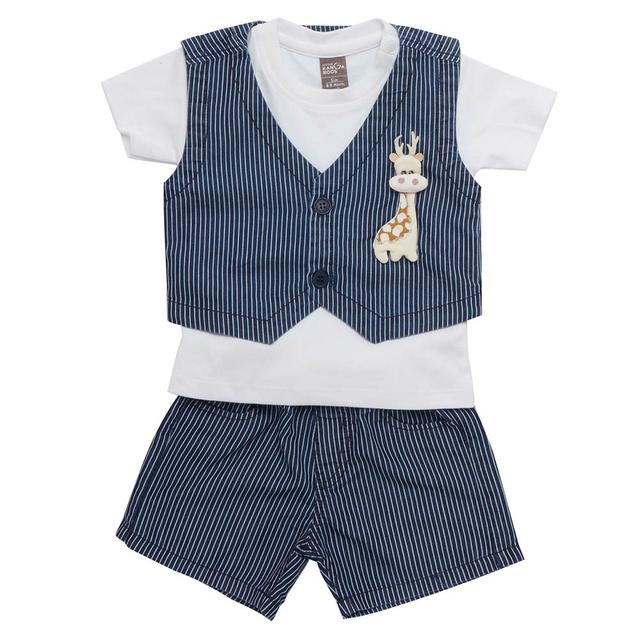 Little Kangaroos - 3pc-Set - Baby Boy Shirt, Waistcoat & Shorts - Dark Blue