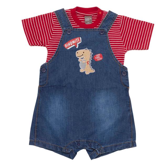 Little Kangaroos - 2pc-Set - Baby Boy T-Shirt & Dungaree - Dark Blue/Red