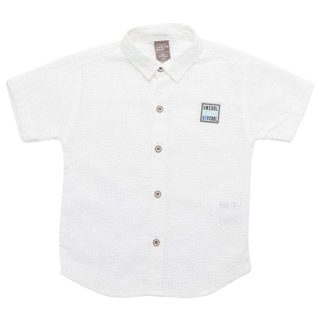 Little Kangaroos - Boy Collar Neck Half Sleeve Shirt - White