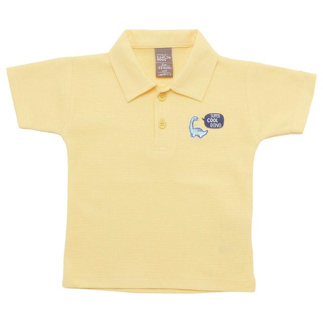 Little Kangaroos - Baby Boy Half Sleeve Cool Dino Polo T-Shirt - Yellow