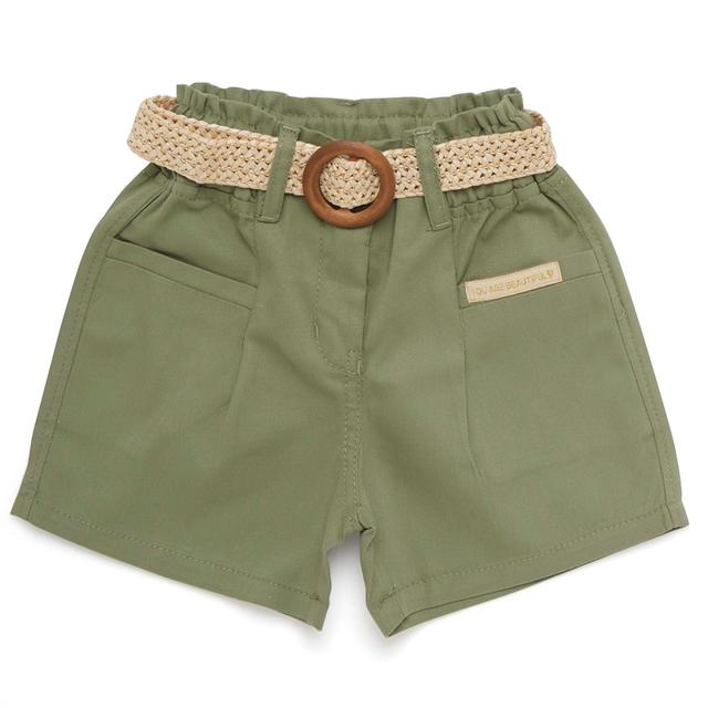 Little Kangaroos - 2pc-Set - Girl Woven Shorts w/ Fancy Belt - Pista