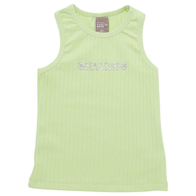 Little Kangaroos - Girl Round Neck Sleeveless T-Shirt - Lime Green