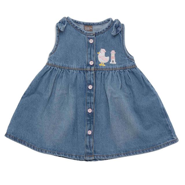 Little Kangaroos - Baby Girl Sleeveless Denim Dress - Light Blue