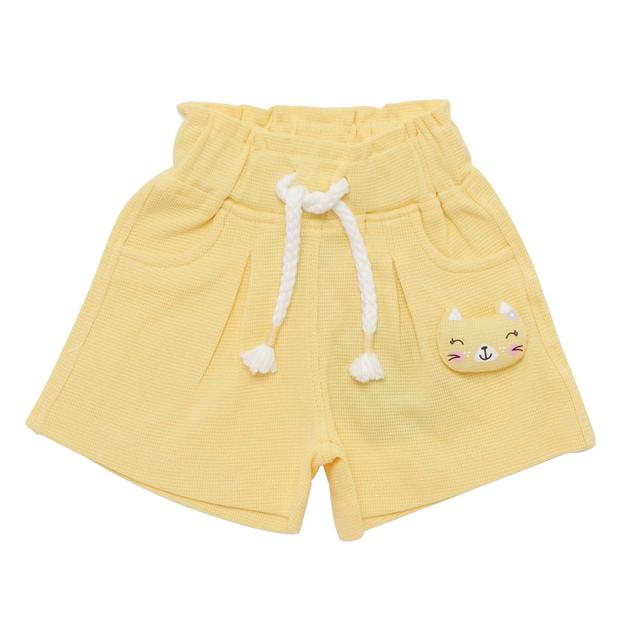 Little Kangaroos - Baby Girl Full Elastic Shorts - Lemon