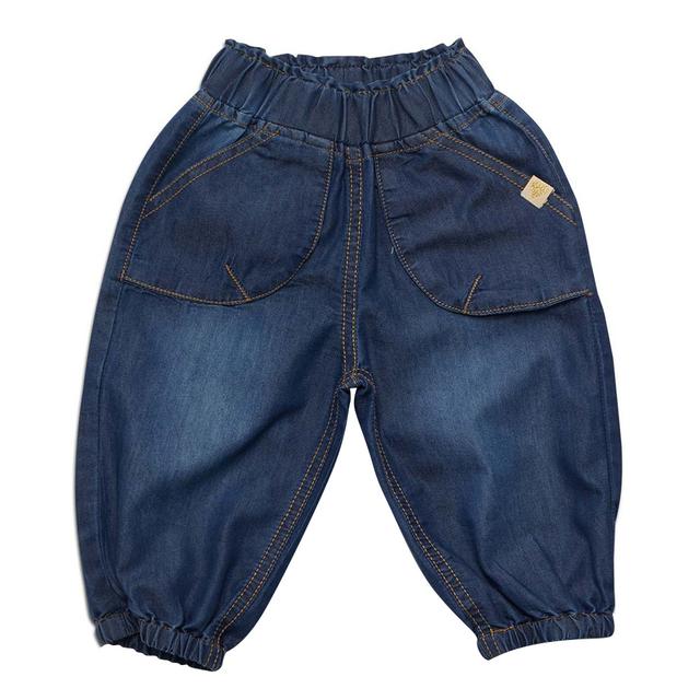 Little Kangaroos - Baby Girl Fully Elasticated Denim Joggers - Dark Blue