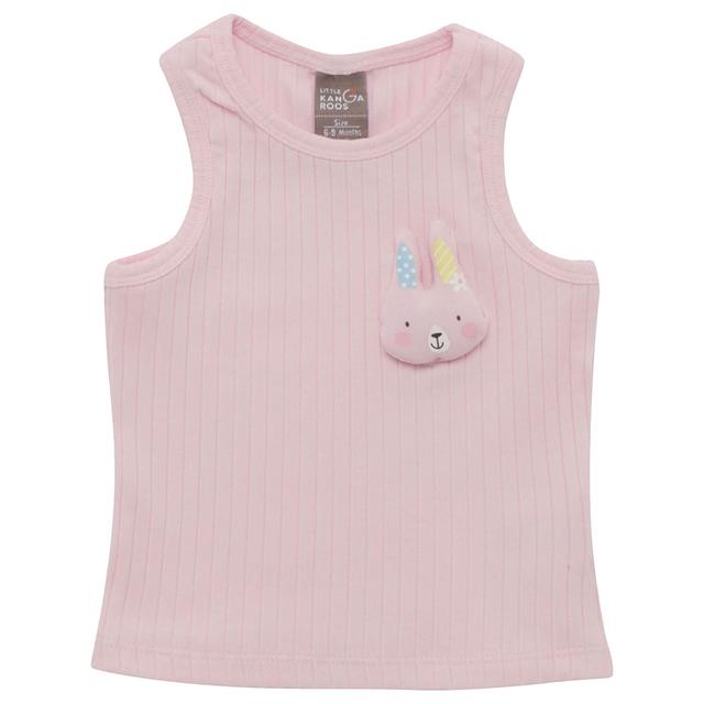 Little Kangaroos - Baby Girl Round Neck Sleeveless T-Shirt - Ballet Pink