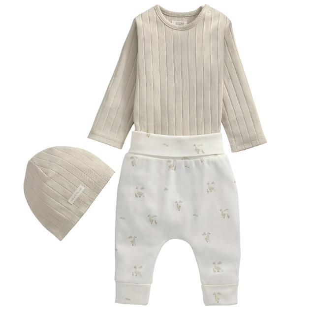 Mamas & Papas - 3pc-Set - Duckling Bodysuit, Leggings & Hat - Neutral