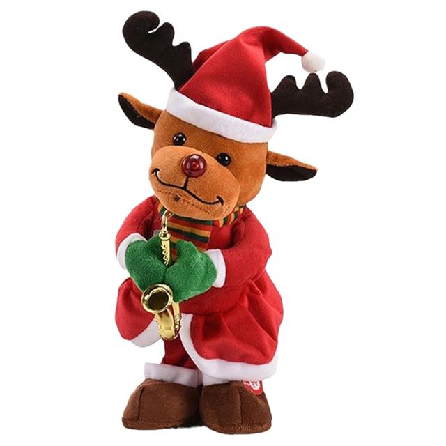 Brain Giggles - Musical Reindeer Decoration Doll w/ Saxophone