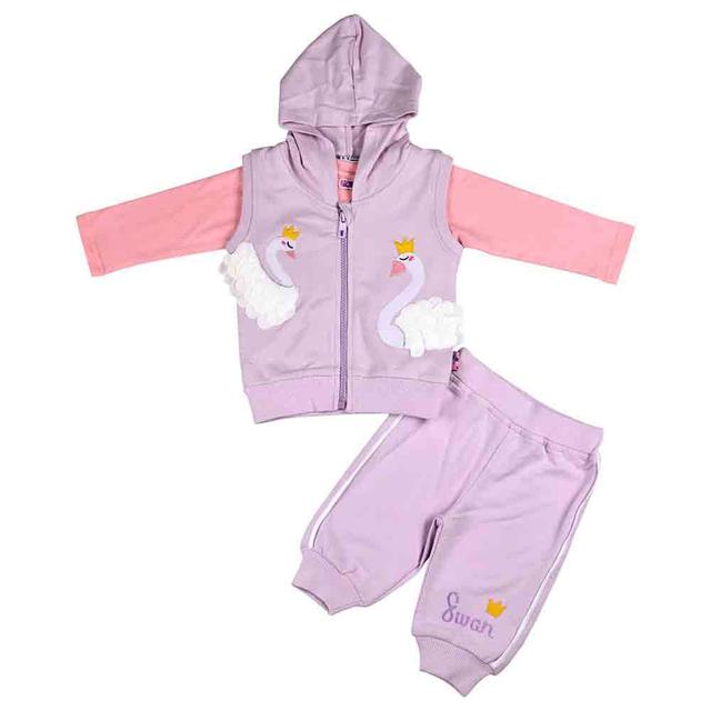 Smart Baby - 3pc-Set - Baby Girl T-Shirt, Jacket And Joggers - Lilac