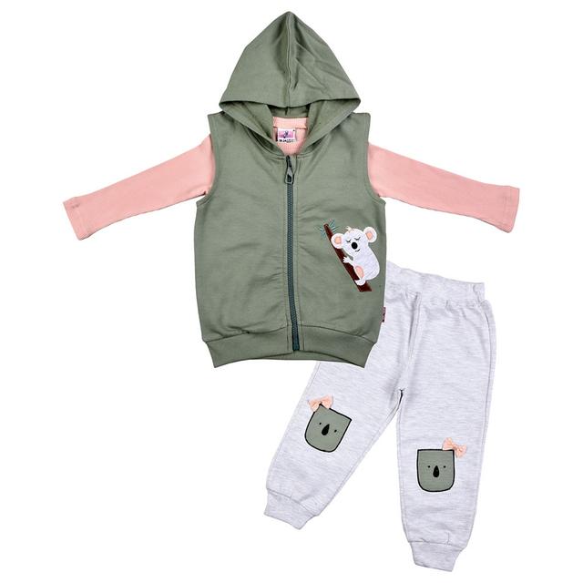 Smart Baby - 3pc-Set - Shirt, Sleeveless Jacket And Joggers - Grey