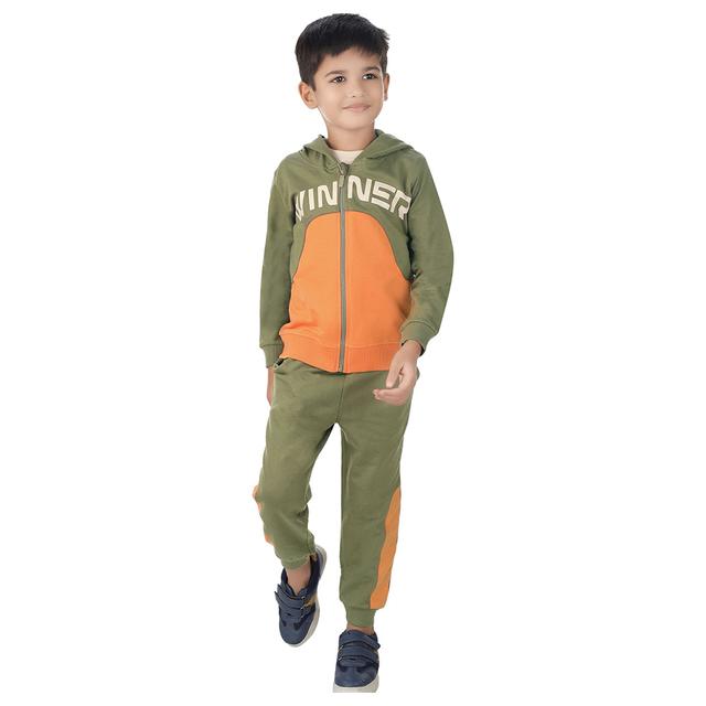 Genius - 3pc-Set - Boy T-Shirt, Jacket And Joggers - Dark Green