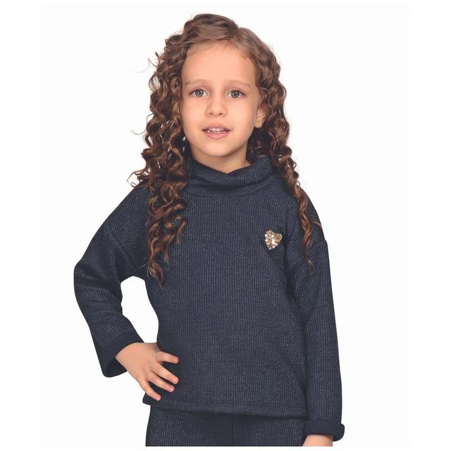 Little Kangaroos - Girl's Turtle Neck Sweatshirt - Navy Blue