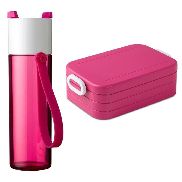 Mepal - Waterbottle Just Water 500ml + Lunchbox Take A Break Midi - Pink