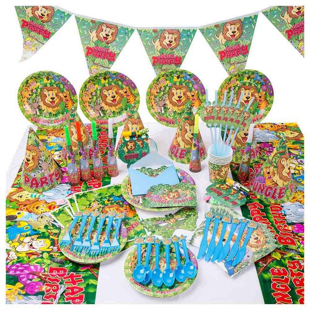 Highland Jungle Animal Theme Disposable Tableware Set 122pcs