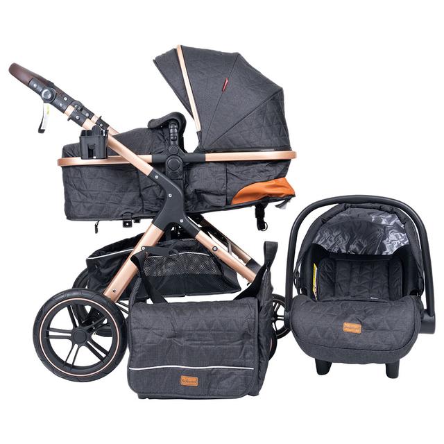 Belecoo - Fold-To-Half Luxury 3-In-1 Travel System - Black