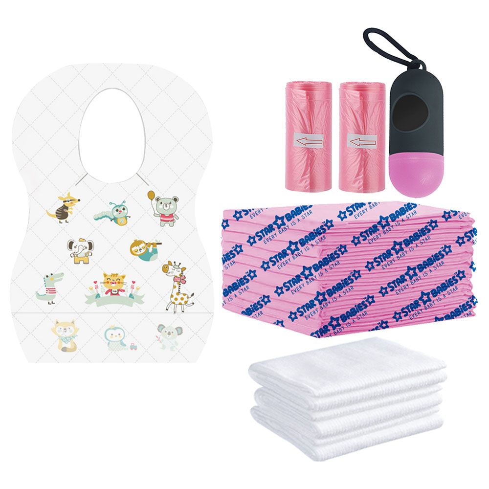 Pink Star Print Hand Towel