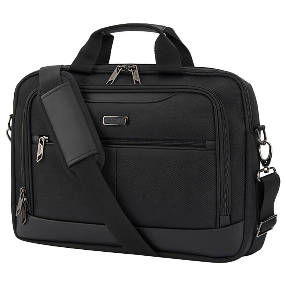 American Tourister black outlets leather briefcase