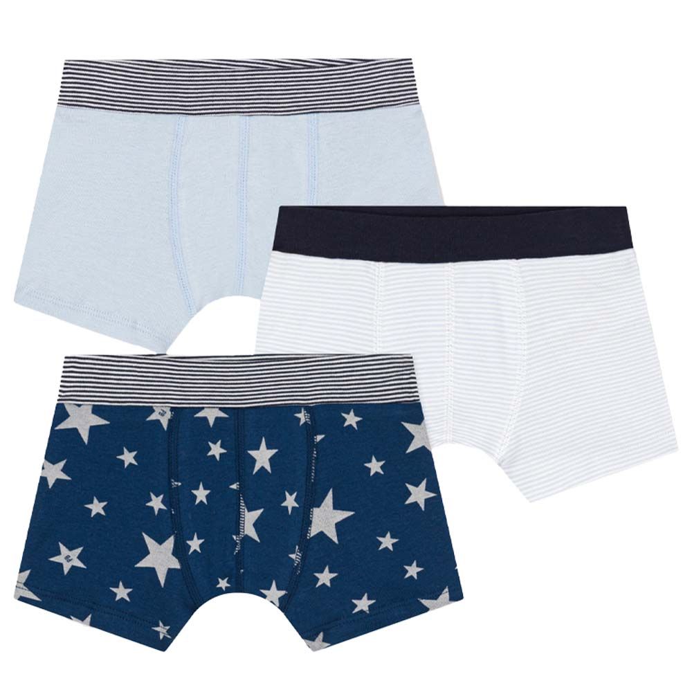 Petit Bateau - 3pc-Set - Boy's Star Cotton Boxer Shorts