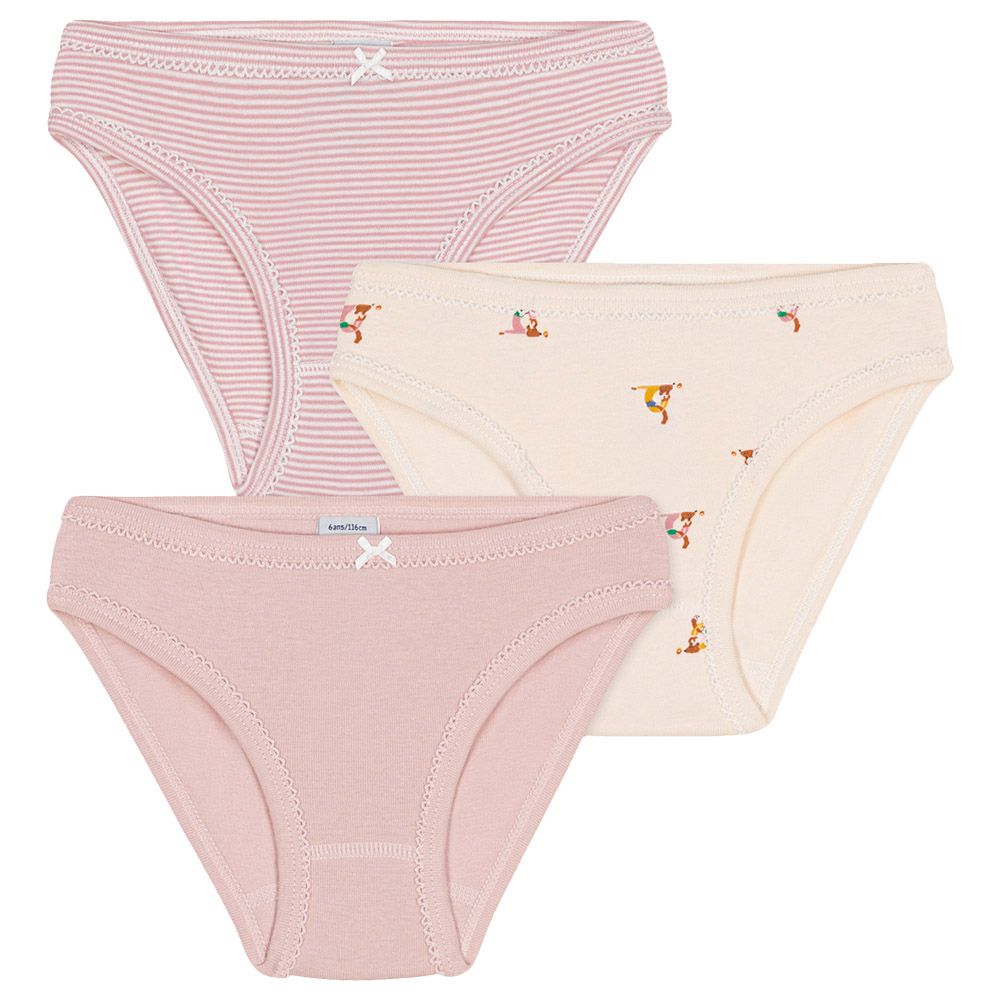 Petit Bateau 3pc Set Girl s Cotton Knickers Pink Beige