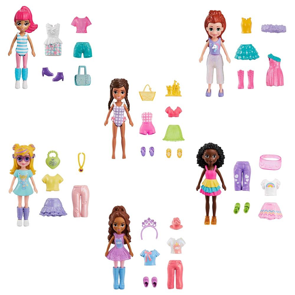 Mattel Games - Polly Pocket Dolls & 5 Accessories 1pc - 3-Inch - Style May  Vary