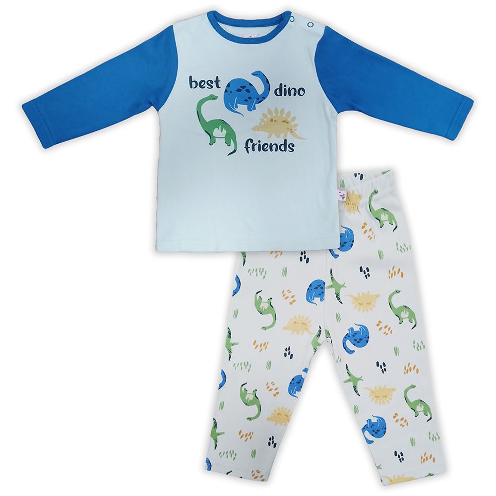 Smart Baby 2pc Set Baby Boy T Shirt And Pajama Suit Forest Blue