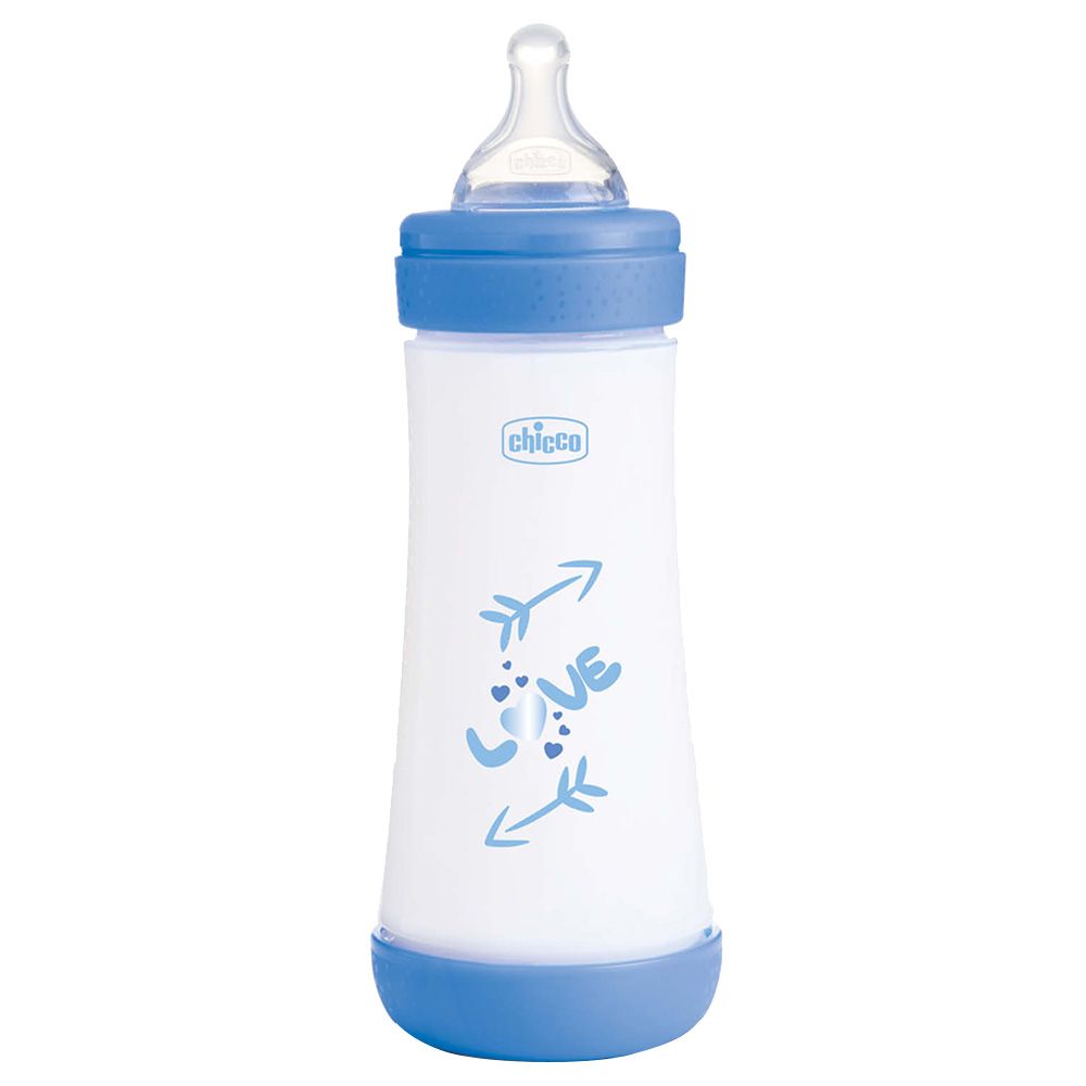 Chicco - Well-Being Glass Bottle Slow Flow 0m+ Silicone240ml - Blue