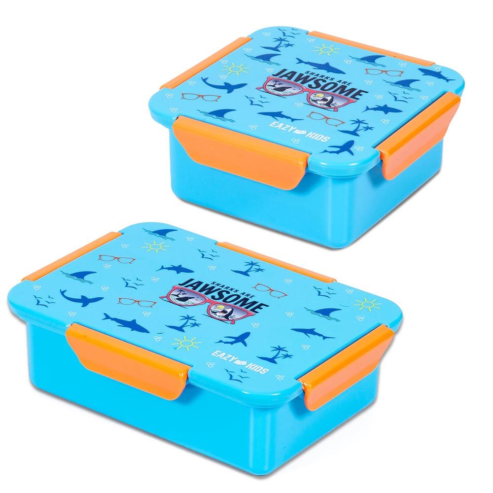 Eazy Kids - Bento Boxes w/ Insulated Lunch Bag - Jawsome Shark Blue