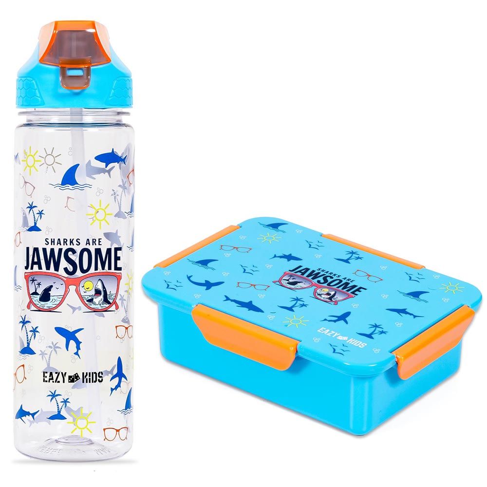 Eazy Kids - Bento Boxes w/ Insulated Lunch Bag - Jawsome Shark Blue