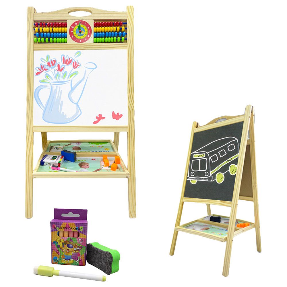 Factory Price - 2 Sided Wooden Easel Board w/ Accessories & Abacus