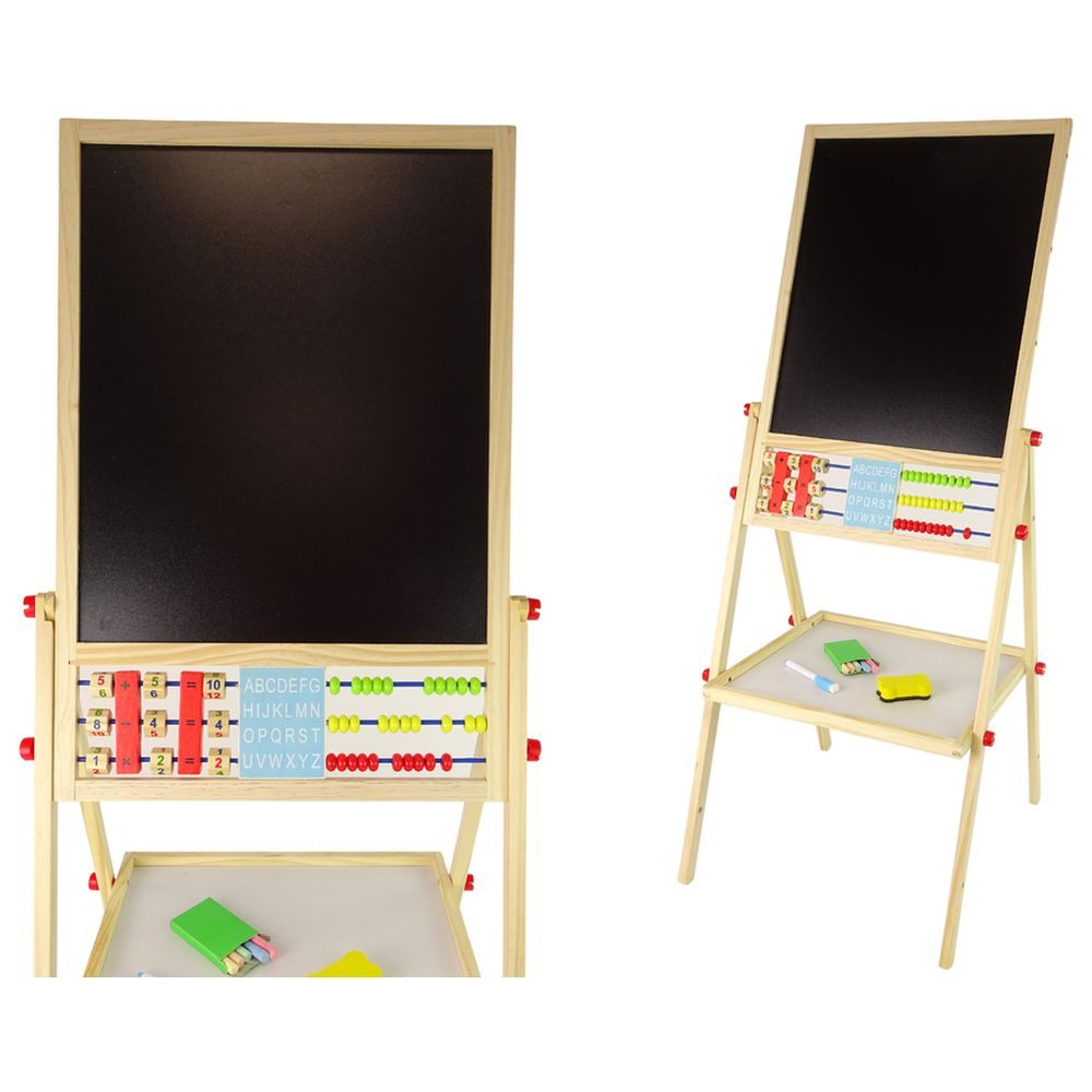 Hape Flip Flat Easel Foldable Double-Sided Free Standing Blackboard &  Whiteboard with Chalks, Markers