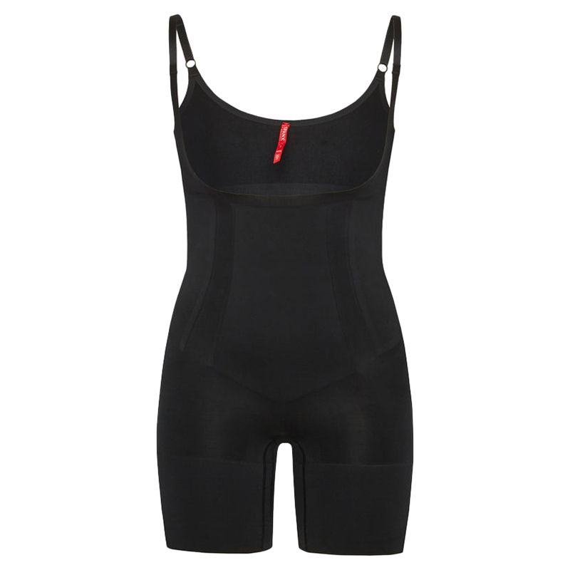 Spanx Plunge Low Back Mid Thigh Bodysuit - Medium Control - Black