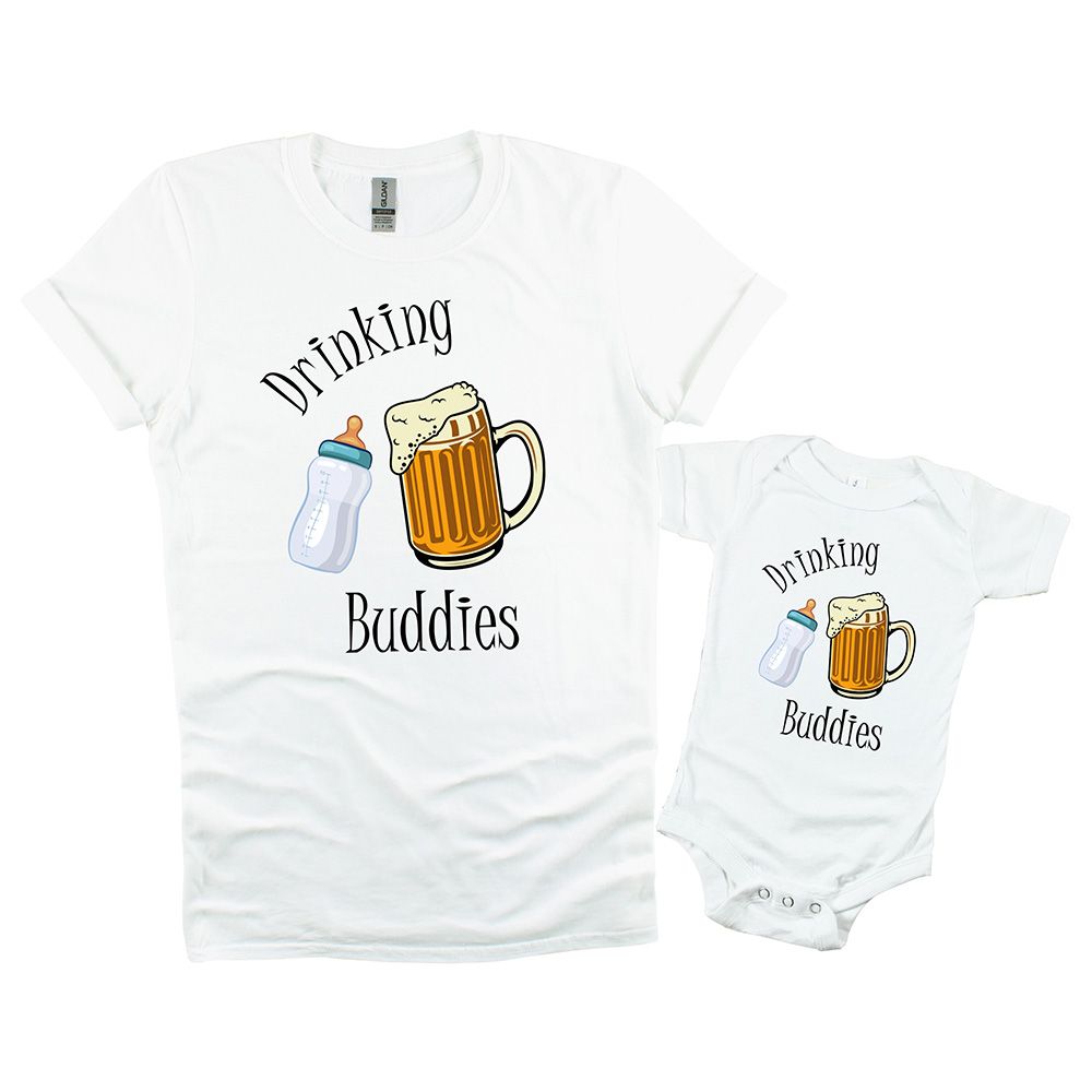 Drinking Buddies Matching Dad + Baby Shirt Set