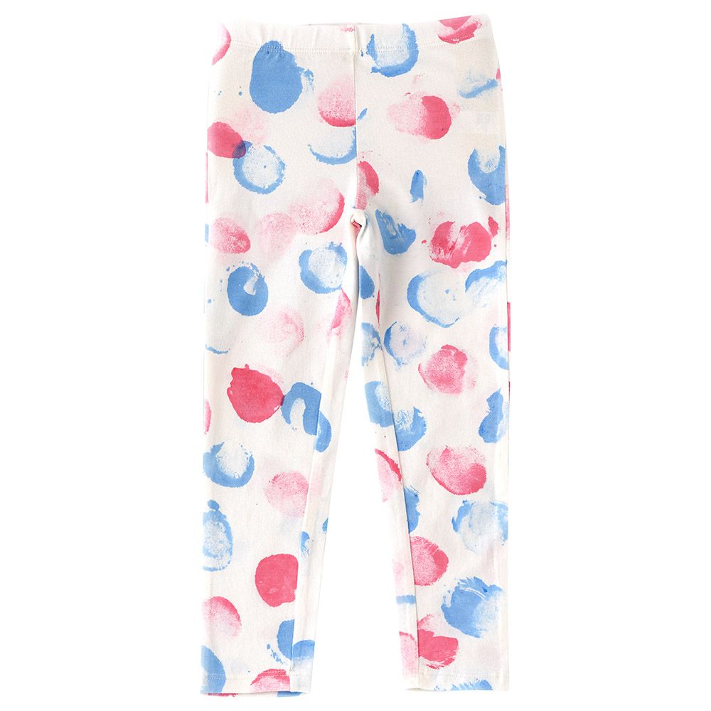 Jelliene - Knit Jeggings W/Heart Print At Left Panel - Blue