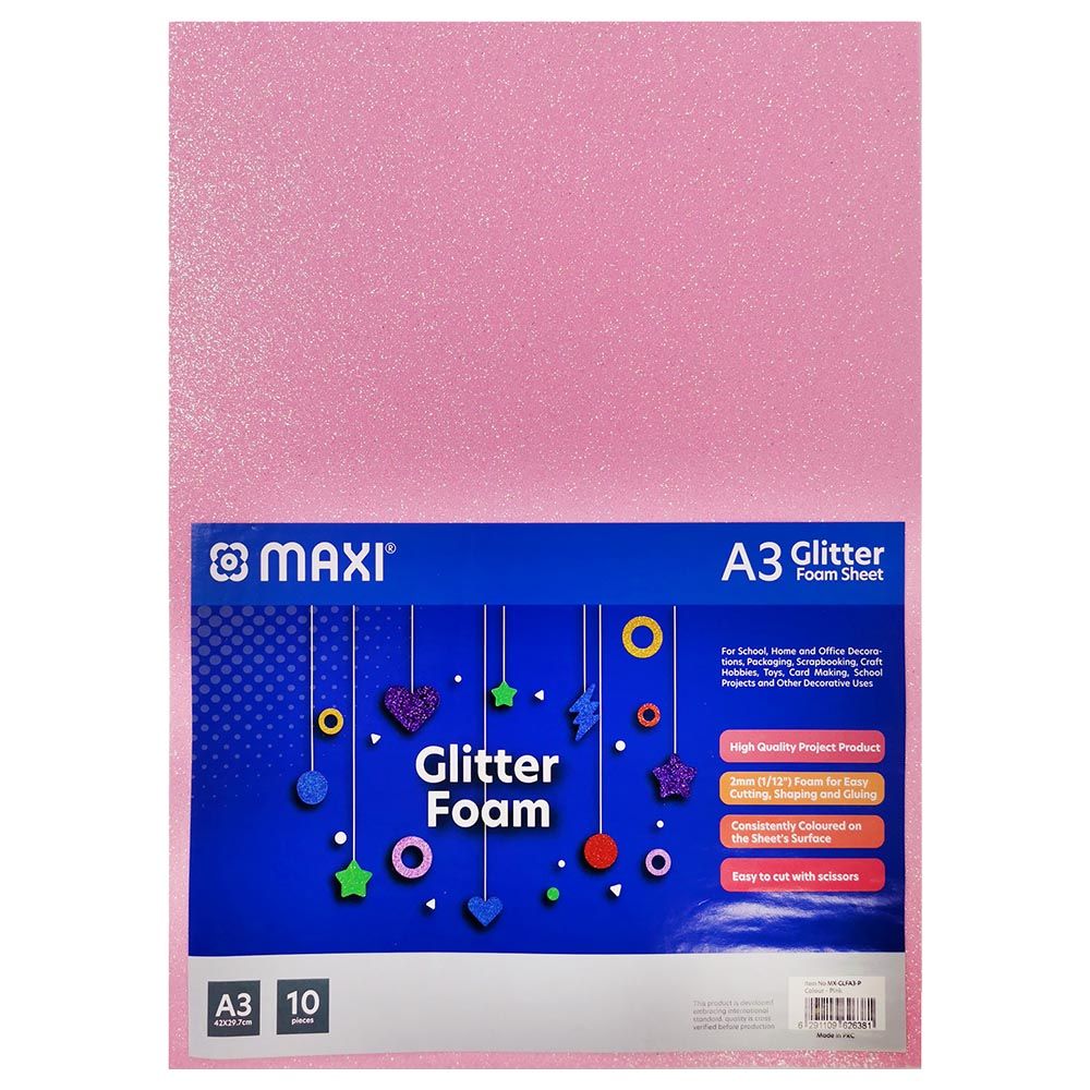 Maxi - Glitter Eva Foam 10 Sheets A4 - Assorted