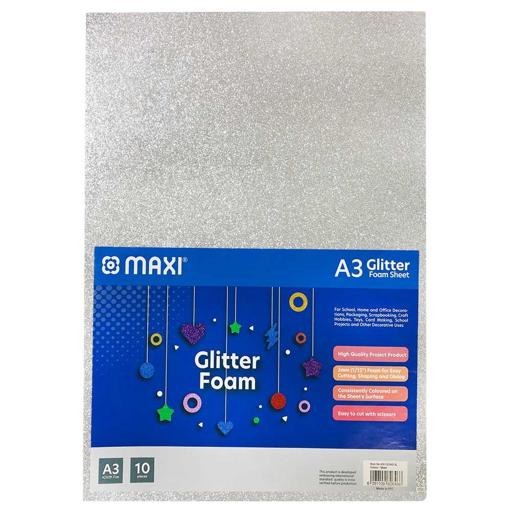 Maxi - Glitter Eva Foam 10 Sheets A3 - Pink