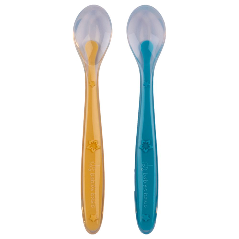 BEABA Toddlers' Self Feeding Silicone Spoons Set - Travel Set of 2