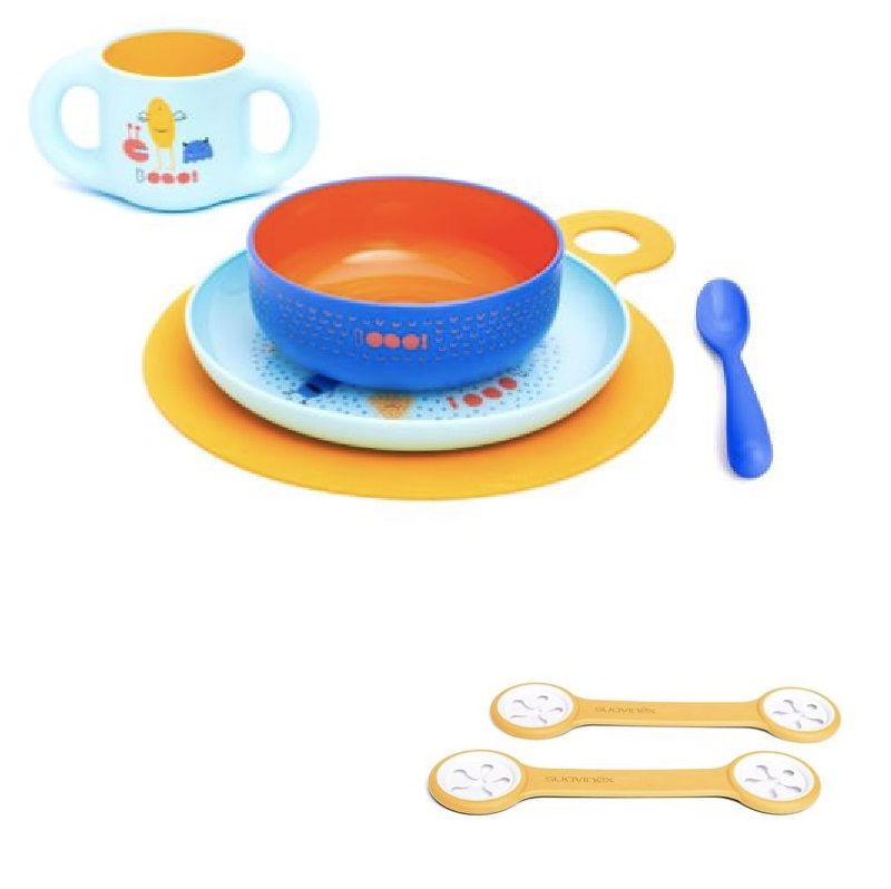 Suavinex Toddler Feeding Set Boy 6m+ + Booo Yellow + Bib Clip 2pcs.