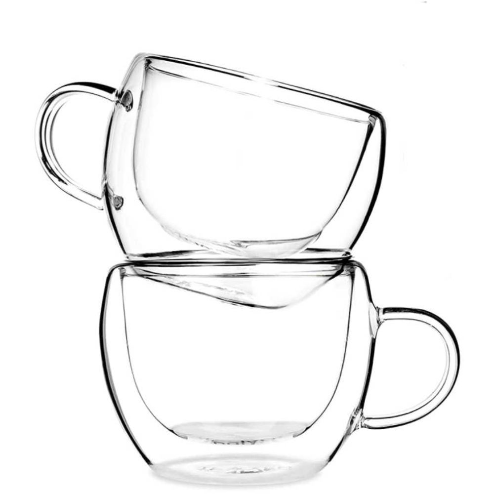 Buy Double Wall Irish Glass Coffee Mugs 300 ML, 1CHASE