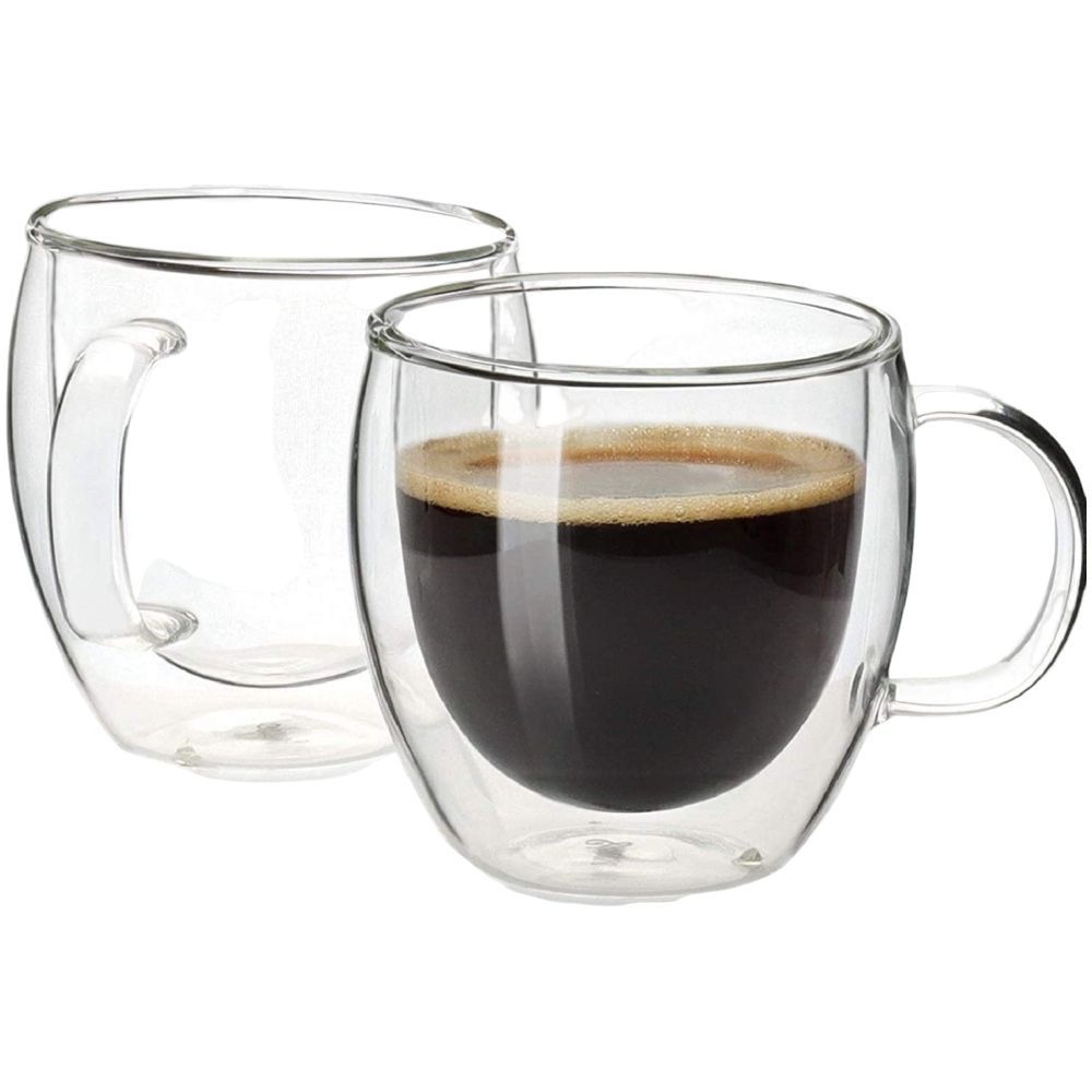 Buy Double Wall Irish Glass Coffee Mugs 300 ML, 1CHASE