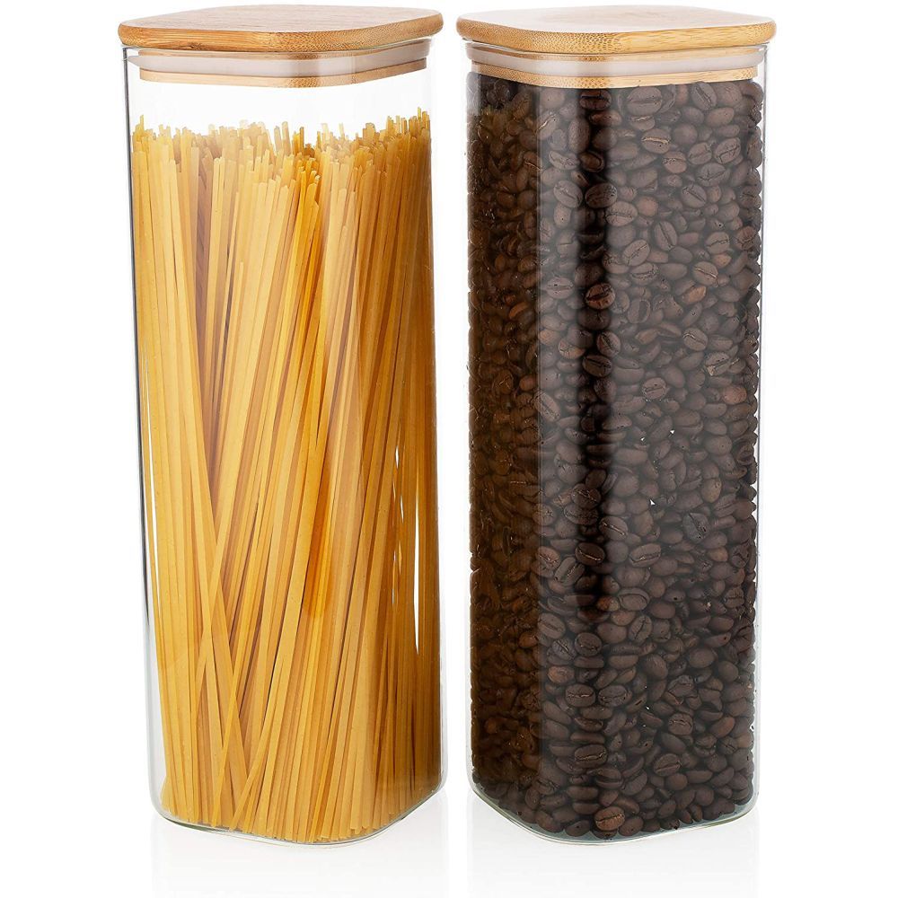 Buy Round Glass Spice Jar With Bamboo Lid 180ML, 1CHASE