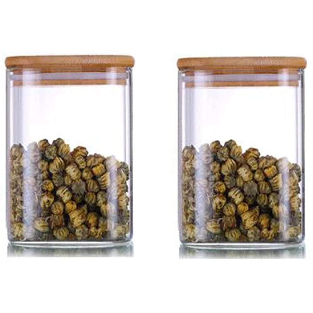 Buy Glass Food Storage Jar With Bamboo Lid Set of 6 - 1CHASE