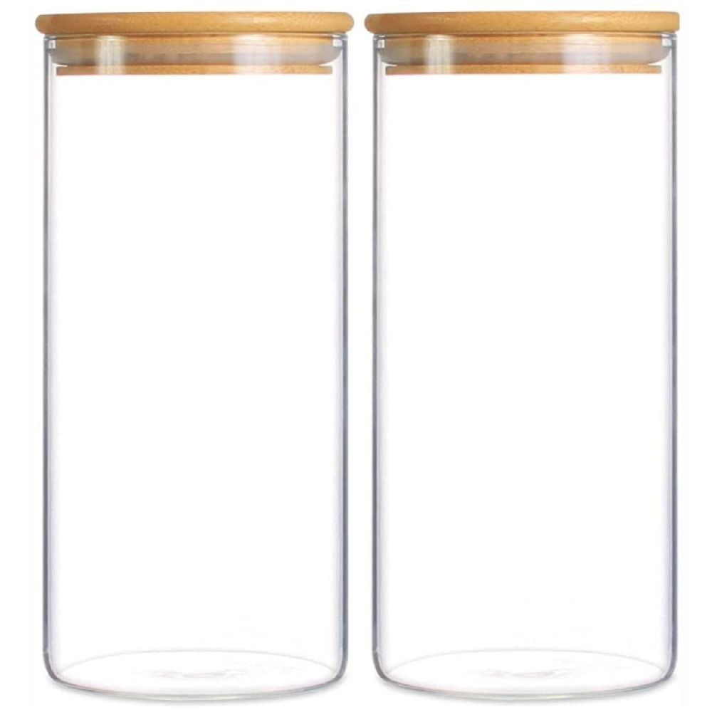 Buy Glass Food Storage Jar With Bamboo Lid Set of 6 - 1CHASE