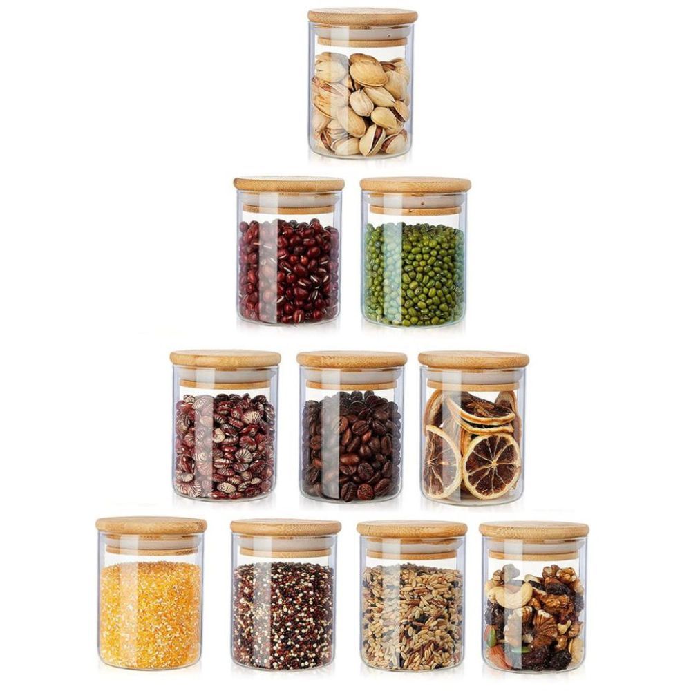 Buy Glass Food Storage Jar With Bamboo Lid Set of 6 - 1CHASE – 1Chase Home