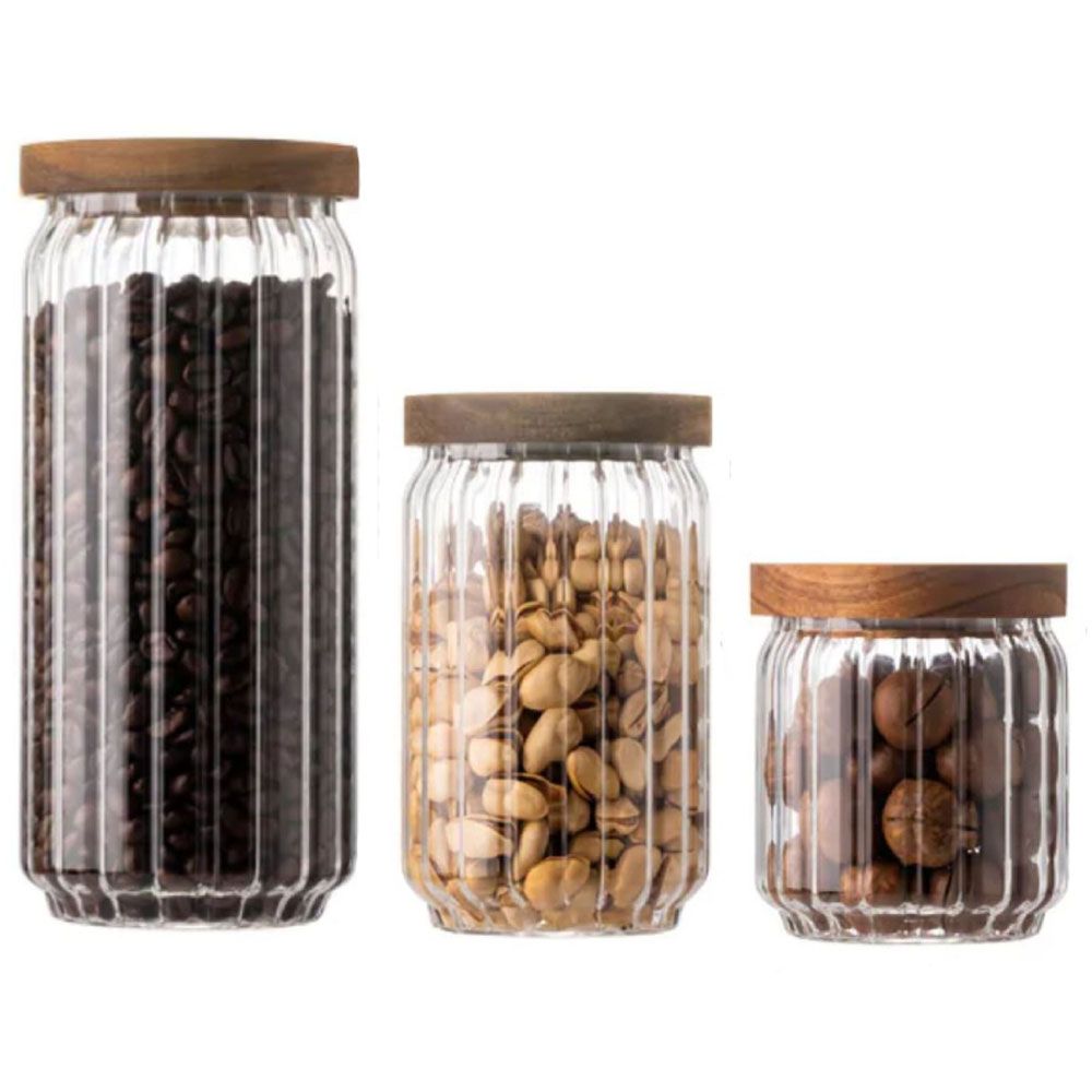 Buy Glass Food Storage Jar With Bamboo Lid Set of 6 - 1CHASE