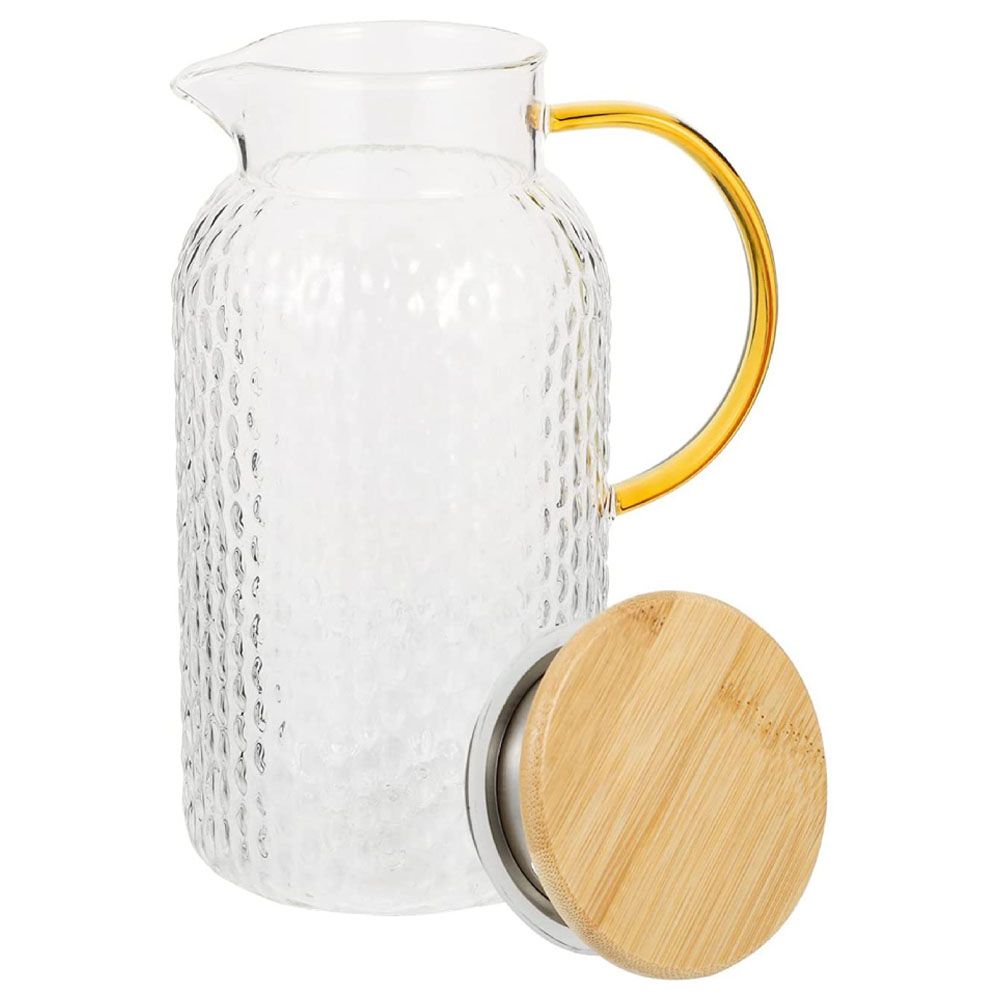 Glass Pitcher with Lid and Handle, 50 oz/1500ml Water Pitcher, Pitcher for  Ice Tea and Homemade Juice, Heat Resistant Borosilicate Glass Carafe for