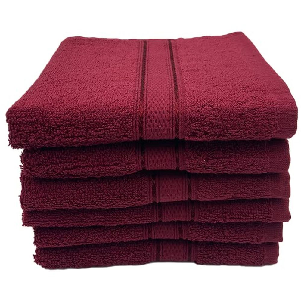 Byft - 100% Cotton Daffodil Face Towel & Hand Towel Bath Towel - Set Of 3 -  Burgundy