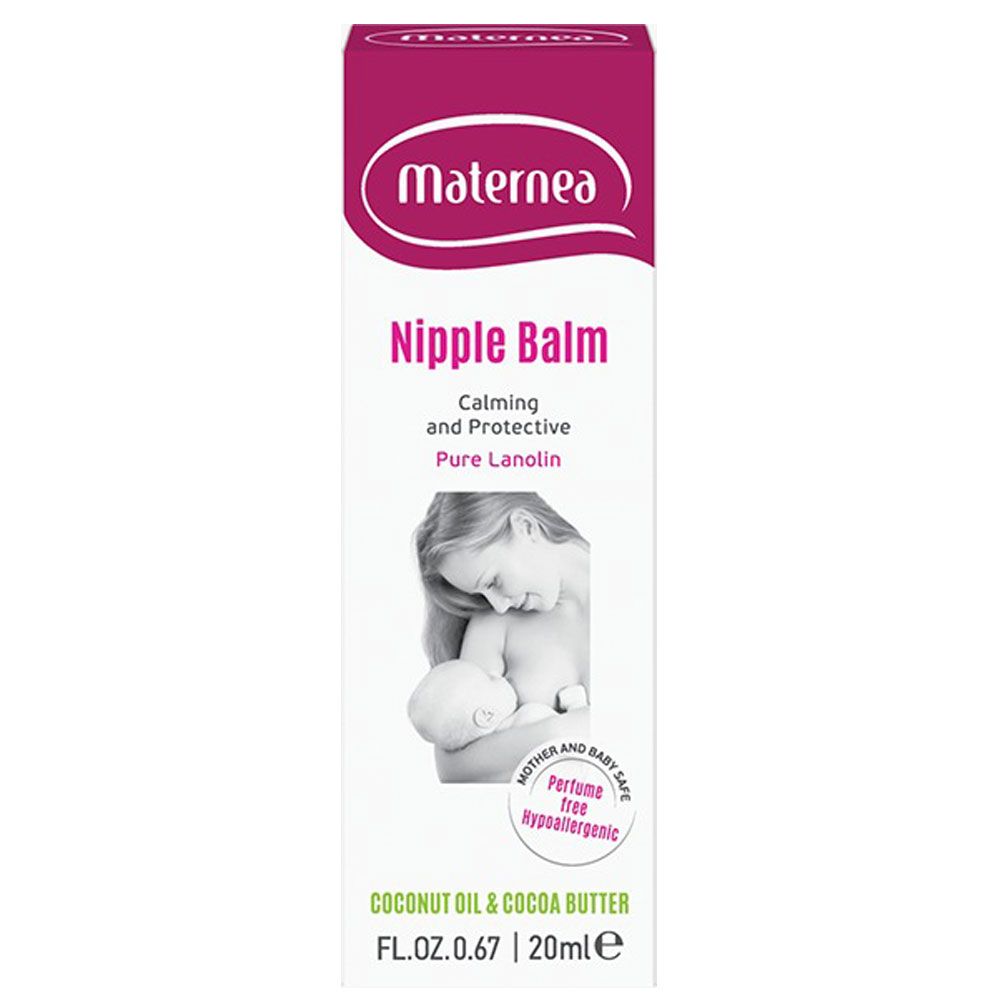 Maternea Nipple Balm - Provides Comfort during Breastfeeding. Purified  Lanolin, Natural Cocoa Oil & Coconut Oil. 0.67 FL. OZ. (20 ml)