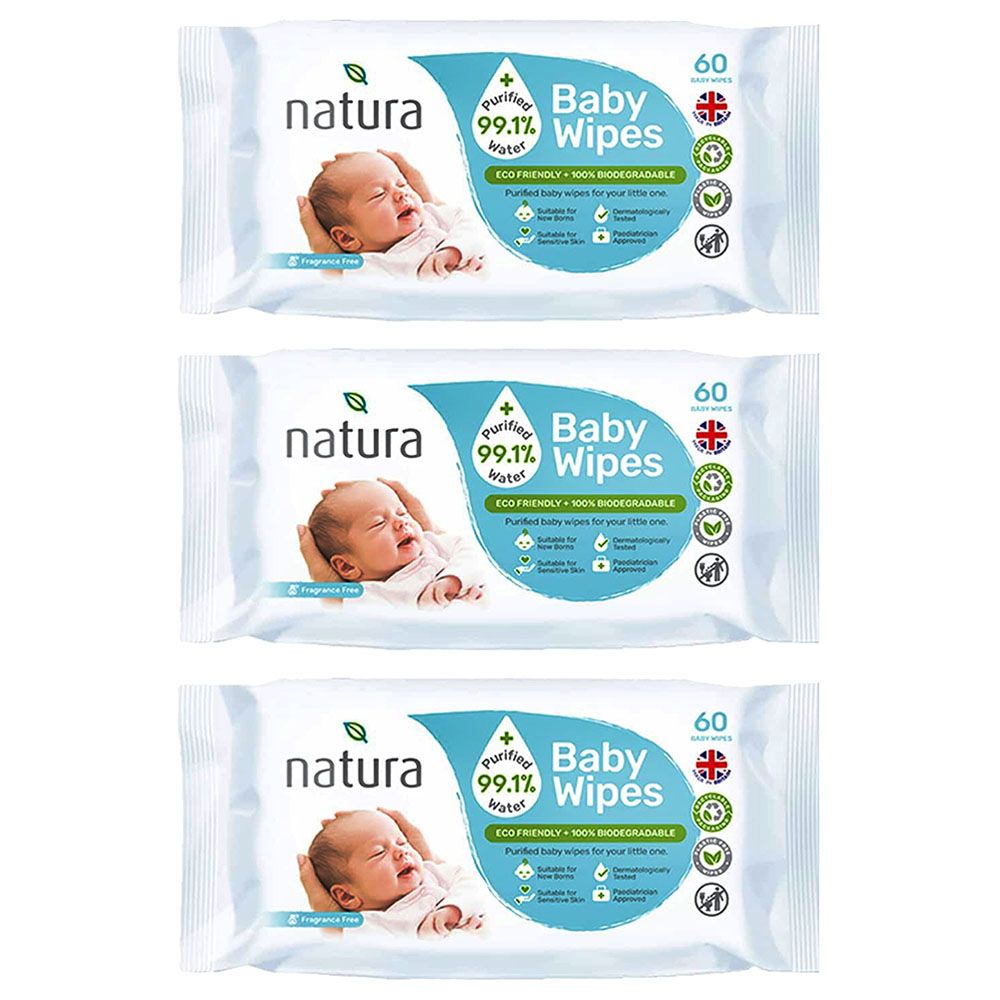 WaterWipes Unscented Baby Wipes, Sensitive and Newborn Skin, 3 Packs 180  Wipes