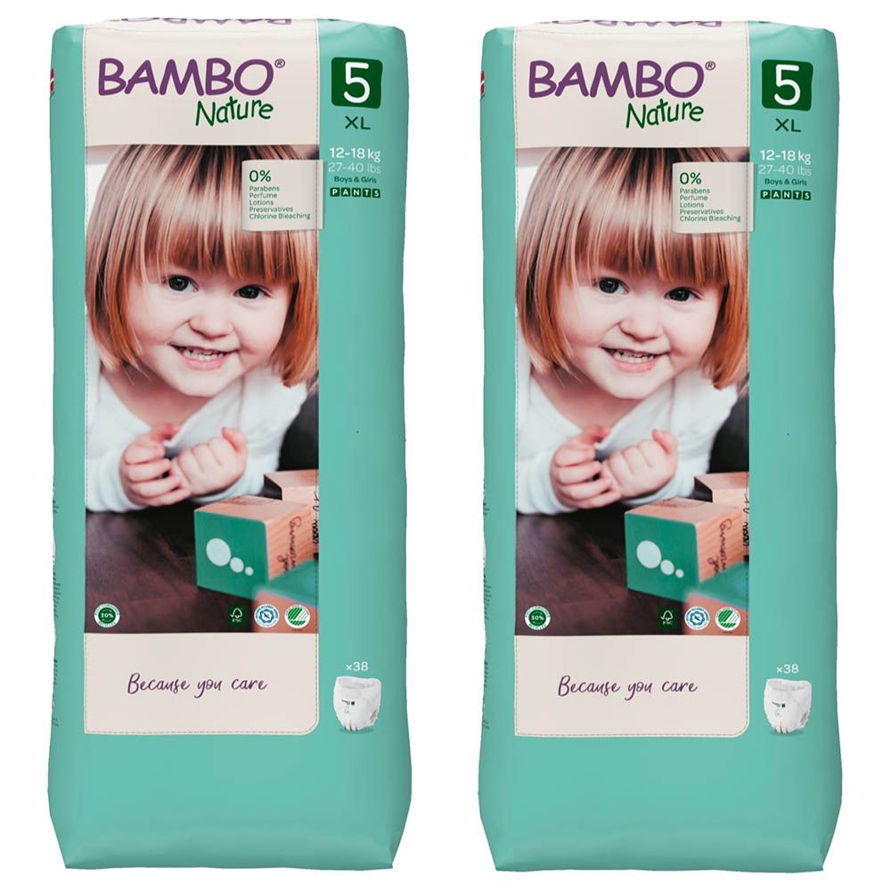 Bambo Nature Eco-Friendly Pants Diapers Paper Bag,Size5,12-18kg