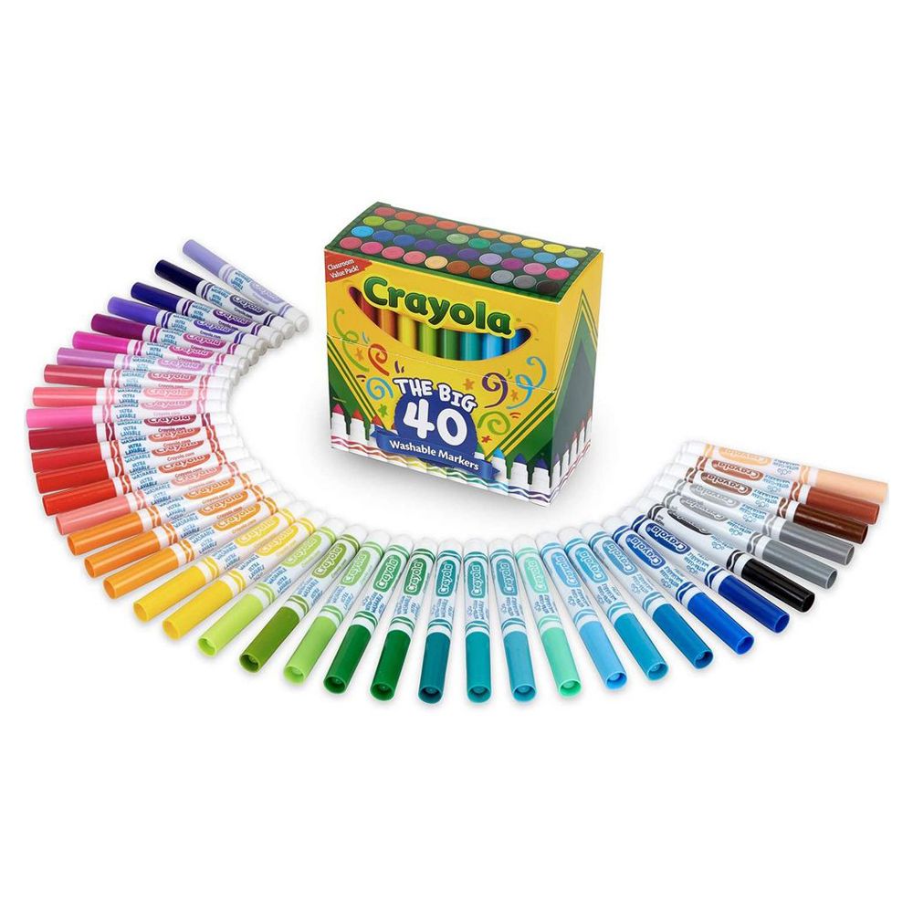 Crayola - 40 Ct Ultra Clean Washable Assorted Fine Line Colormax Markers